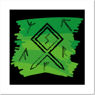 Celtic Green Paint Runes Norse Mythology Asatru Posters and Art